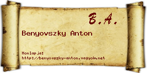 Benyovszky Anton névjegykártya